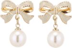 Generic Bow Earrings for Women Pearl Drop Dangle Bowknot Earrings Trendy Daily J... - Image 2