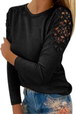 Generic Fall Shirts for Women 2024 Trendy Crew Neck Long Sleeves Blouses Tops Dr... - Image 2