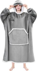 IFNOW Wearable Blanket Hoodie,Oversized Sherpa Hooded Blanket Sweatshirt with Ey... - Image 2