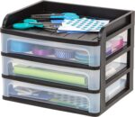 IRIS USA Plastic Desk Top 3-Drawer Storage Organizer with Paper Tray Top, 1-Pack... - Image 2