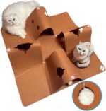 Interactive Cat Tunnel Mat for Indoor Cats, 4-Way Felt Cat Cave with Hanging Bal... - Image 2