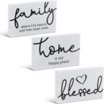 Jetec 3 Pcs Family Home Blessed Rustic Wood Sign Mini Wood Decorative Farmhouse ... - Image 2