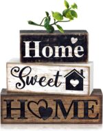 Moucuny 4 Pcs Farmhouse Wooden Tabletop Decor Farmhouse Tiered Tray Decor Rustic... - Image 2