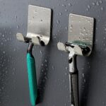 No-Drill Stainless Steel Razor Holder Adhesive Wall-Mounted Shaving Organizer Pl... - Image 2