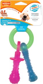 Nylabone Puppy Chew Teething Pacifier Dog Chew Toy, Bacon Flavor, Small | Soothi... - Image 2
