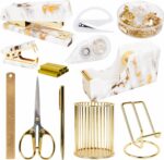 Office Desk Accessories Supplies - Gold Desk Accessories Marble Desk Set | |Acry... - Image 2