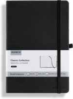 POPRUN A5 Notebook Lined, Hardcover Journal, 240 Pages, 5.5" x 8.3", Black | Lea... - Image 2