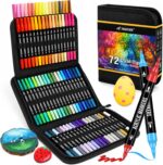 Pagather 72 Colors Acrylic Paint Markers, Dual Tip with Fine Tip and Brush Tip P... - Image 2