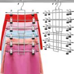 Pants Hangers with Clips,Space Saving Hanging Closet Organizer-6 Tiers Skirt Han... - Image 2