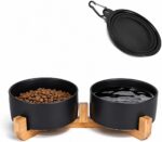Petygooing Ceramic Dog Cat Bowls Set with Stand,Black Pet Food and Water Bowl,Sm... - Image 2