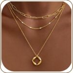 Poxtex Layered Gold Necklaces for Women, Stackable Dainty 14K Gold Silver Plated... - Image 2