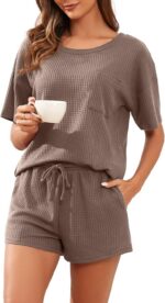PrinStory Pajamas Set for Women Waffle Knit Lounge Set 2 Piece Outfits Loungewea... - Image 2