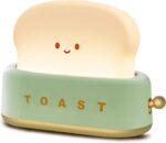QANYI Desk Decor Toaster Lamp, Rechargeable Small Lamp with Smile Face Toast Bre... - Image 2