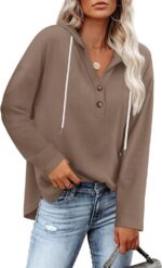 RUMIA Womens Tops V Neck Button Sweatshirt for Women Pullover Long SLeeve Shirts... - Image 2