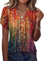 Rapbin Womens Spring Summer Petal Short Sleeve Tops V Neck Tunic Business Work B... - Image 2