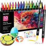 Recheel 30 Colors Acrylic Paint Markers, Dual Tip Fine and Brush Tips for Detail... - Image 2
