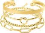 Reoxvo Gold Bracelets Stack Jewelry for Women Non Tarnish Waterproof | 14K Gold ... - Image 2
