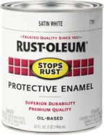 Rust-Oleum 7791502 Stops Rust Brush Paint, Quart, Satin White - Image 2