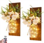 Rustic Wall Sconces Mason Jar Sconces Handmade Wall Art Hanging Design with Remo... - Image 2