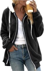 SHAOBGE Oversized Fuzzy Fleece Jackets For Women Fashion 2024 Color Block Faux F... - Image 2