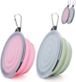 SLSON Collapsible Pet Feeder, 2 Pack Dog Bowls with Cover Lids, Portable Foldabl... - Image 2