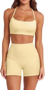 SUUKSESS Women 2 Piece Workout Sets Padded Halter Sports Bras High Waisted Biker... - Image 2