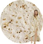 SeaRoomy Burrito Tortilla Blanket, Funny Food Throw Blanket, Round 47inches | Wh... - Image 2