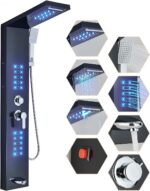 Shower Panel Wall Mount Shower Tower with LED Shower Head System Full Body Showe... - Image 2