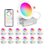 SikSog Smart Recessed Lighting 4 Inch RGBCW Color Changing 12W LED Downlight wit... - Image 2