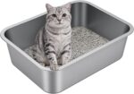 Stainless Steel Litter Box with High Sided, Metal Cat Litter Box, Odor-Free, Non... - Image 2