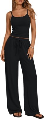 Trendy Queen Women's 2 Piece Lounge Set Summer Outfits - Camisole Top & Wide Leg... - Image 2