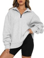 Trendy Queen Women's Oversized Half Zip Fleece Sweatshirts-Cozy Pullover, Sweate... - Image 2