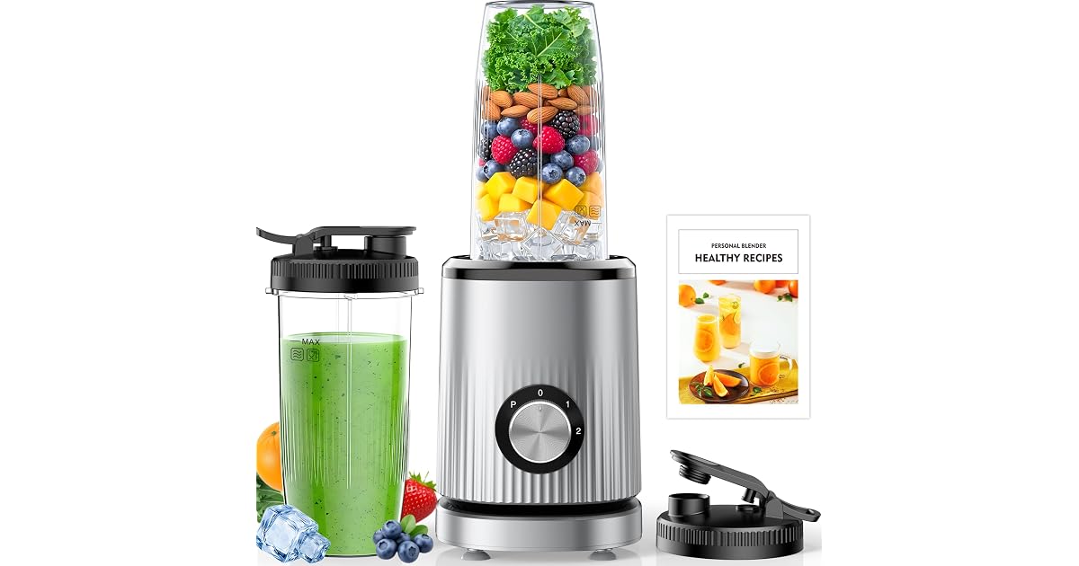 Turelar Portable Personal Blender with 2-Pack of 24oz Cups & Extra Lid only $23.37