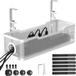 Under Desk Cable Management Tray White, Cinati Wire Organizers No Drill, Cable T... - Image 2