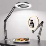 Upgrade Ring Light with Stand, Overhead Phone Mount for Desk, 10” Selfie Light w... - Image 2