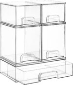 Vtopmart Stackable Storage Drawers Set of 5, Clear Plastic Organizer Bins for Ba... - Image 2