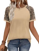 WIHOLL Womens Summer Tops Color Block Short Sleeve Raglan Shirts Spring Fashion ... - Image 2