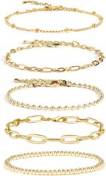 Waterproof Gold Chain Bracelet For Women Non Tarnish,14K Gold Plated Link Dainty... - Image 2