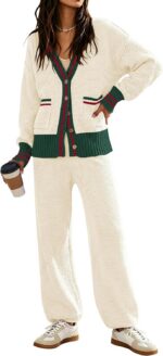 Women's 2 Piece Outfit Lounge Sets Trendy Cardigan Sweater Set Loungewear | Butt... - Image 2