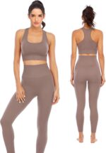 Workout Sets for Women 2 Piece High Waisted Seamless Leggings with Padded Stretc... - Image 2