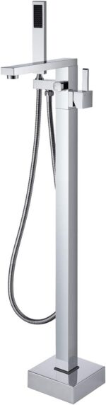 Wowkk Freestanding Bathtub Faucet Tub Filler Chrome Floor Mount Bathroom Faucets... - Image 2