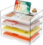 YKLSLH 4 Trays Paper Organizer Letter Tray - Acrylic Desk File Organizer, Stacka... - Image 2