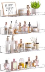 upsimples 4 Pcs 15" Acrylic Shelves for Wall Storage and Organizer, Clear | Tran... - Image 2